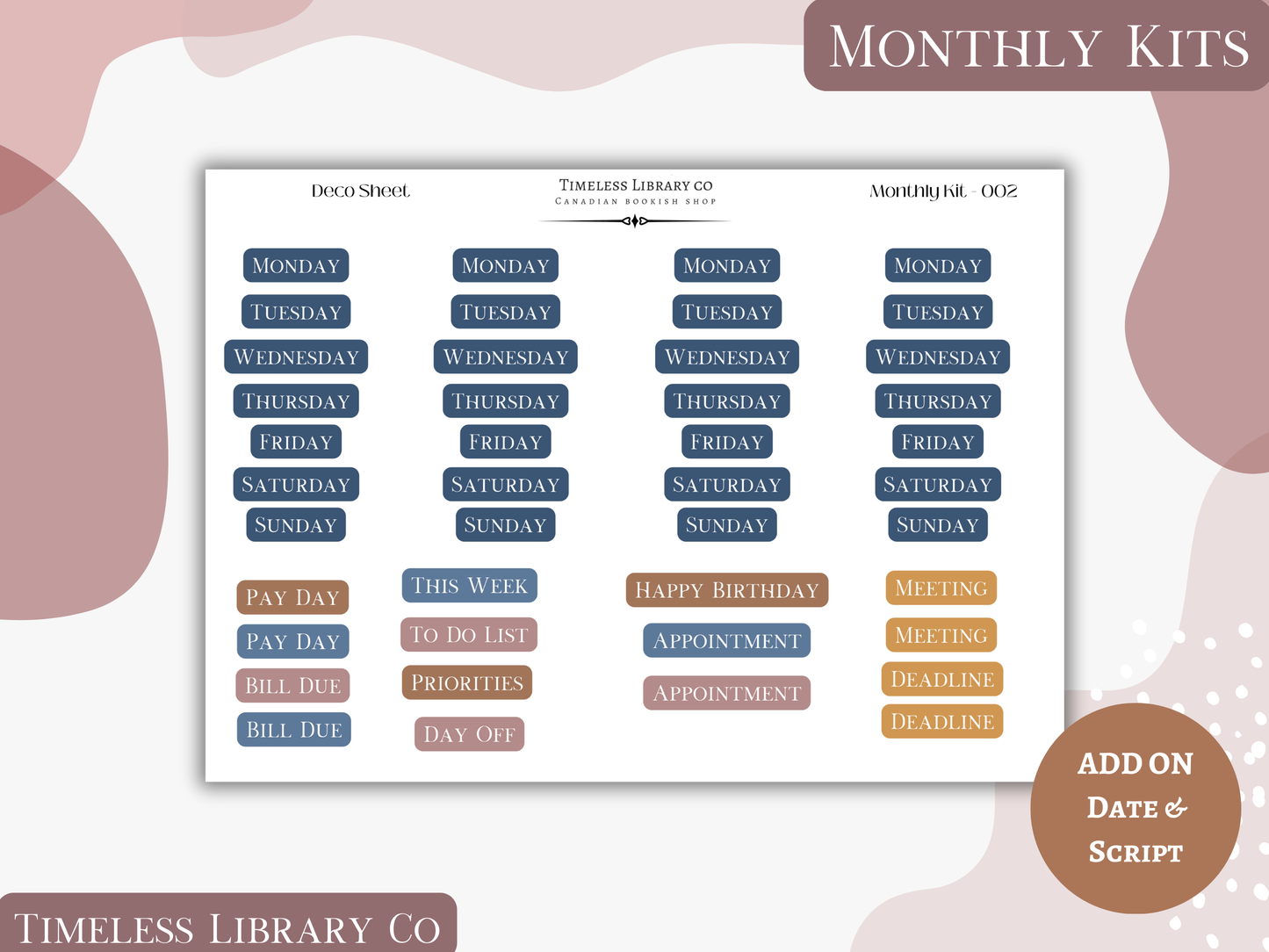 Midnight Romance Monthly Vertical Kit