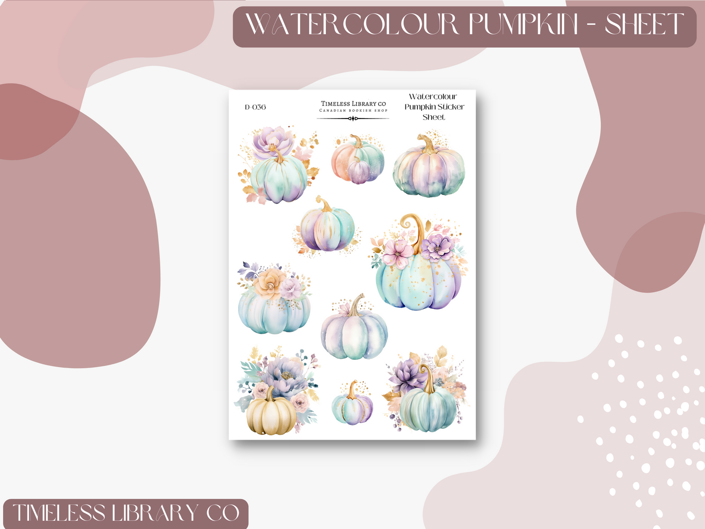 Watercolour Pumpkin Sticker Sheet
