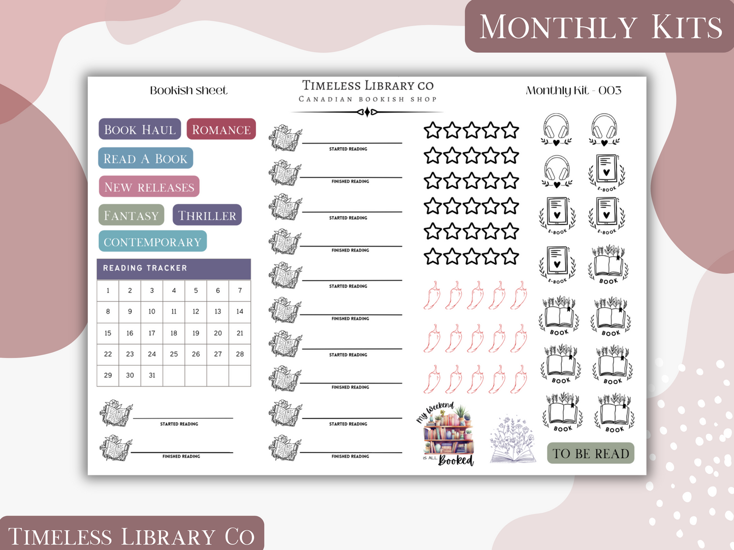 Reading Roses Monthly Vertical Kit