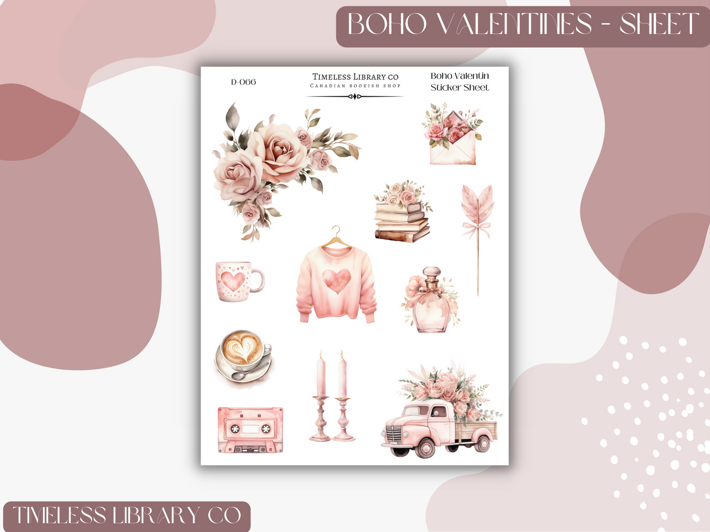 Boho Valentines Sticker Sheet