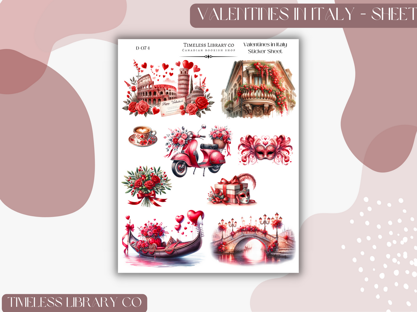 Valentines in Italy Sticker Sheet