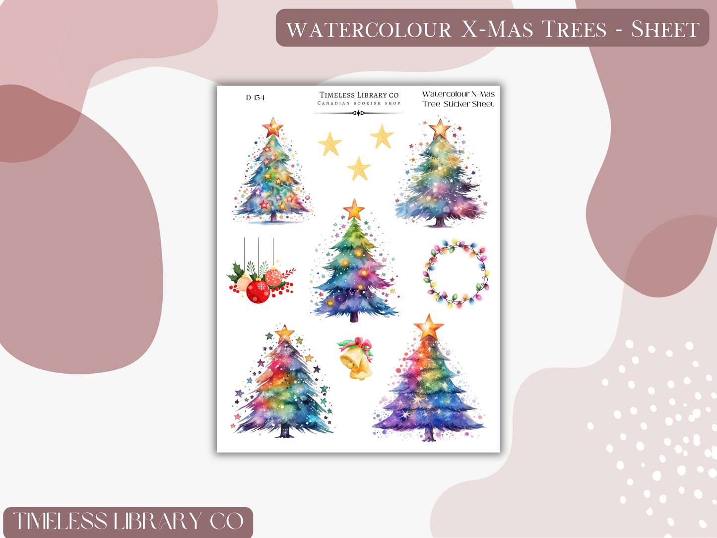 Watercolour X-Mas Sticker Sheet