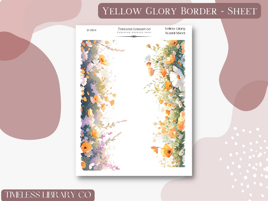Yellow Morning Glory Border Sticker Sheet
