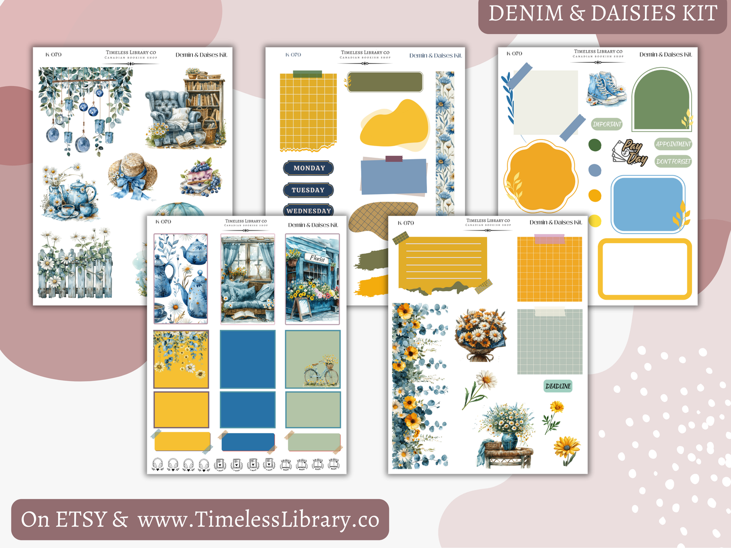 Denim & Daises Vertical Sticker Kit