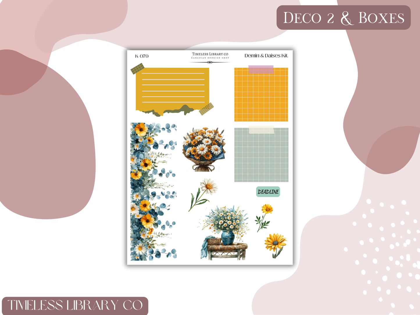 Denim & Daises Vertical Sticker Kit