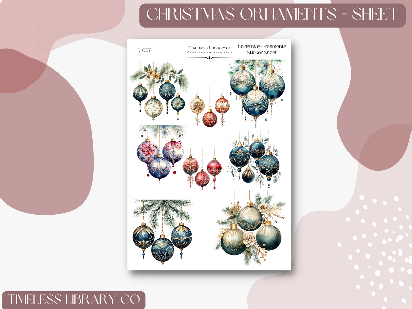 Christmas Ornaments Sticker Sheet