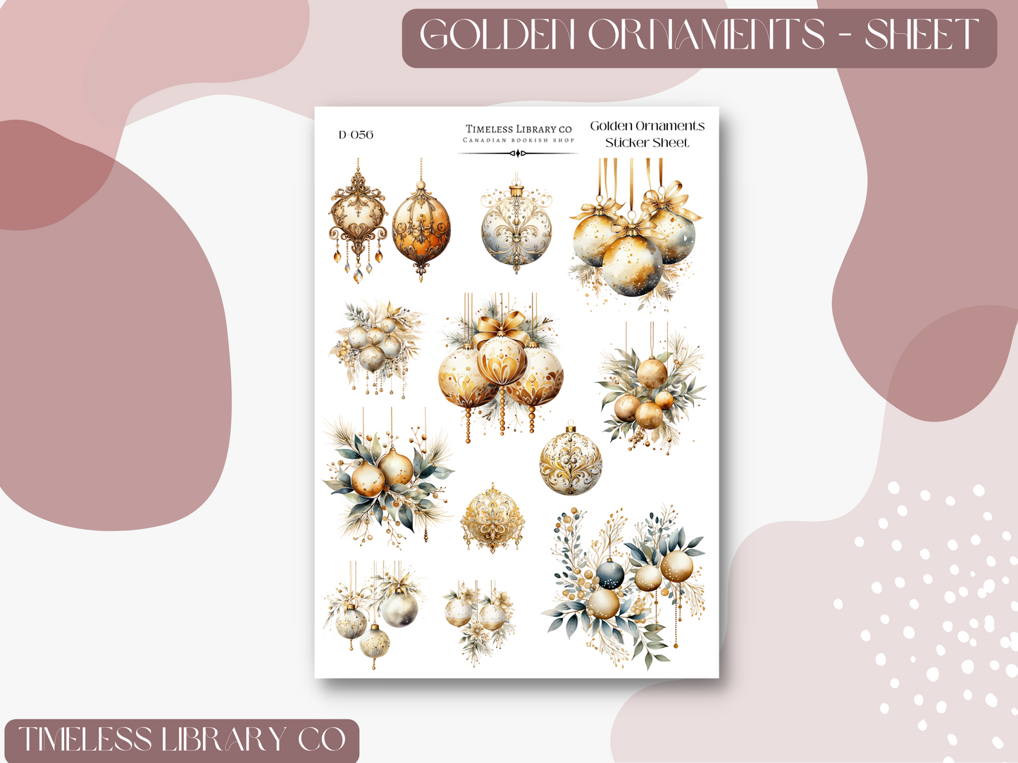 Golden Ornaments Sticker Sheet