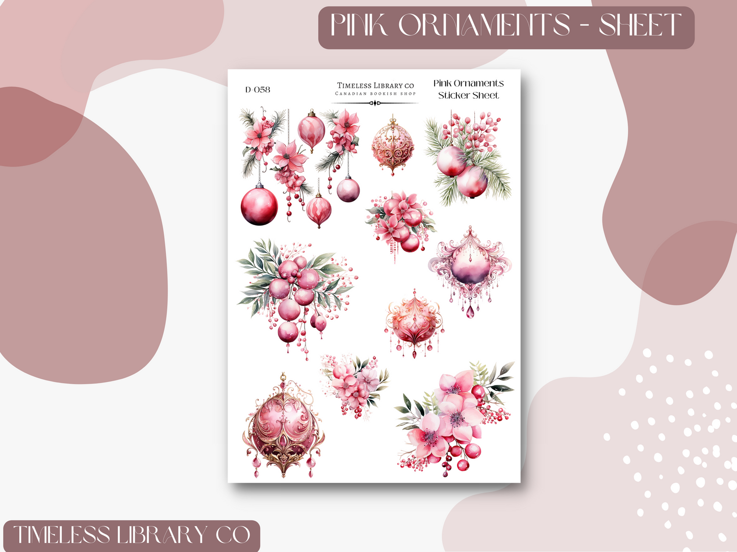 Pink Ornaments Sticker Sheet