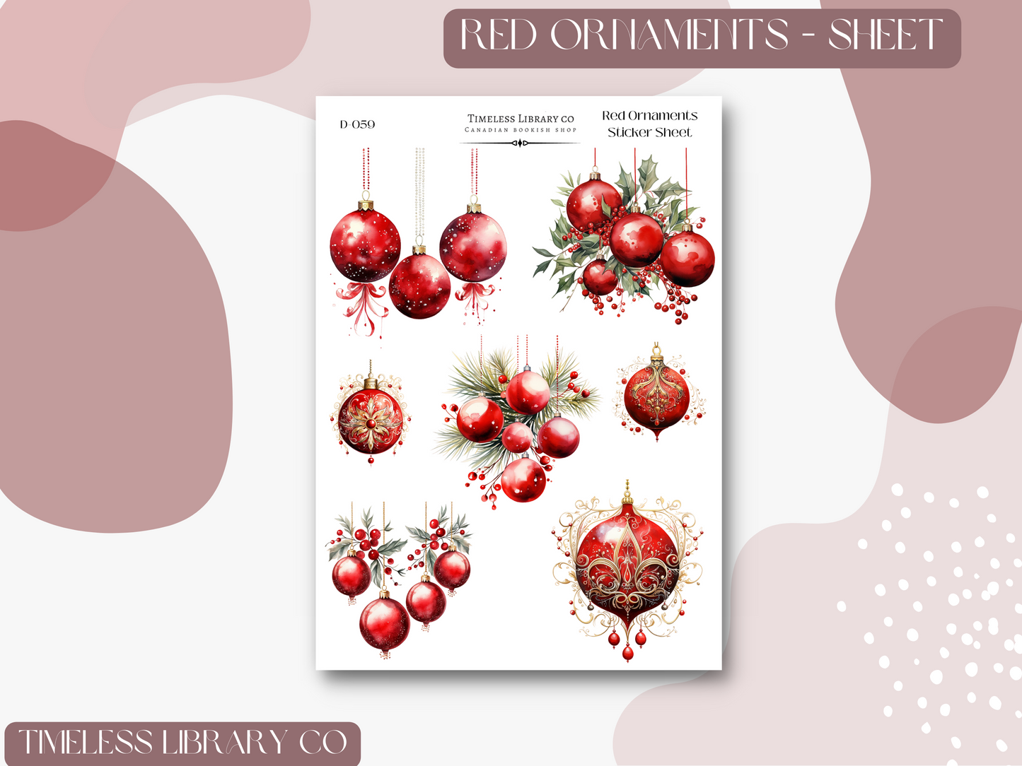 Red Ornaments Sticker Sheet
