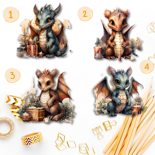 Holiday Dragons Die-cut Sticker Set