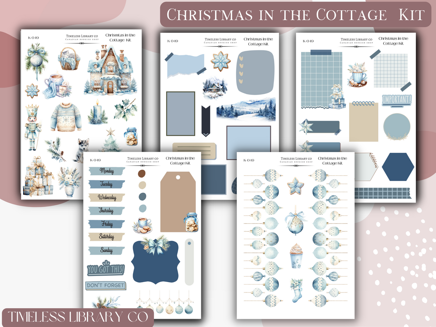 Christmas At the Cottage Vertical Sticker Kit