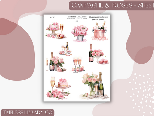 Champagne & Roses Sticker Sheet